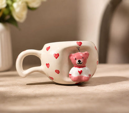 SAAG Cupid Bear Mug — premium ceramic mug with teddy bear and heart details (view 1)