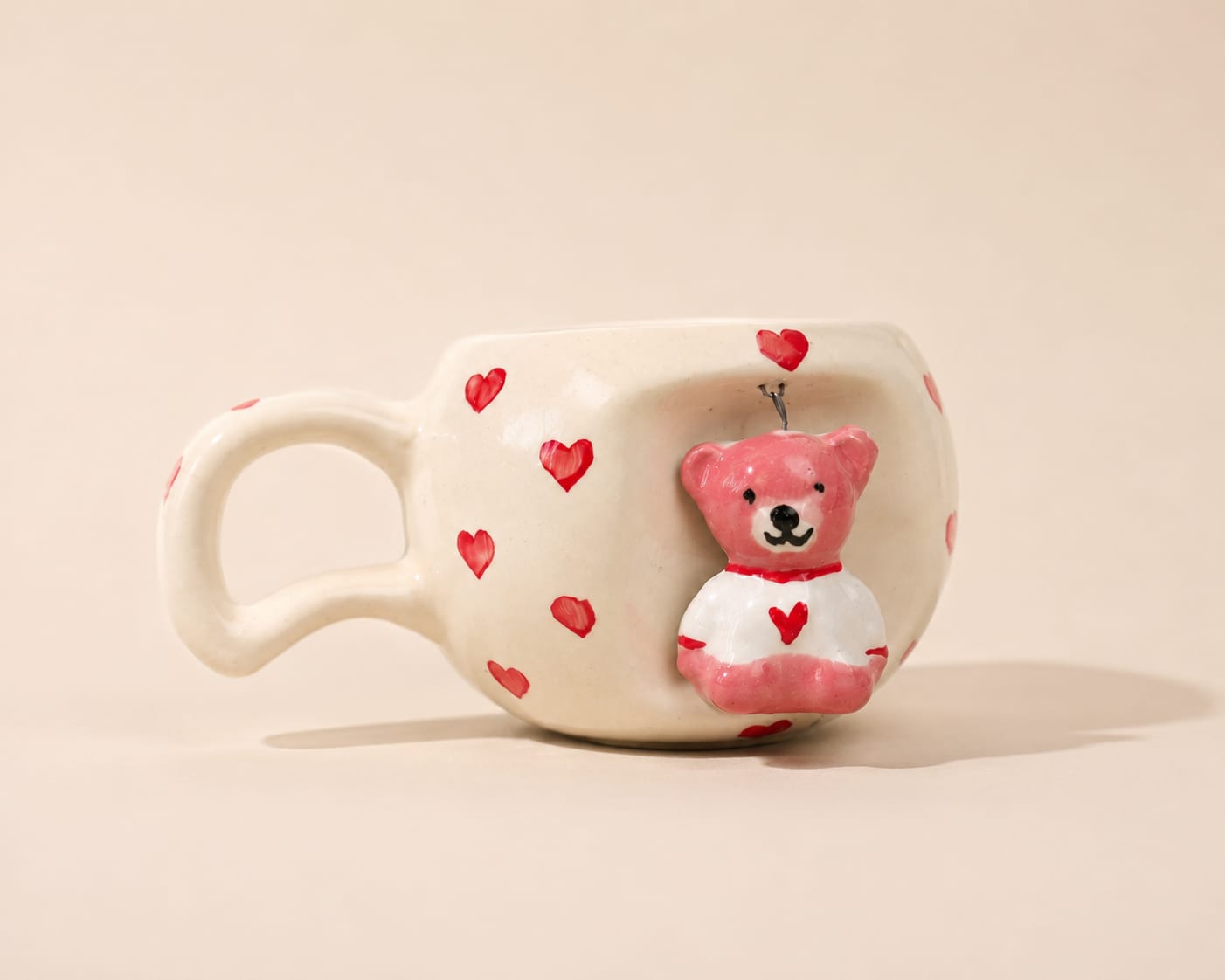 SAAG Cupid Bear Mug — premium ceramic mug with teddy bear and heart details (view 3)