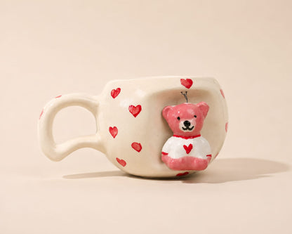 SAAG Cupid Bear Mug — premium ceramic mug with teddy bear and heart details (view 3)