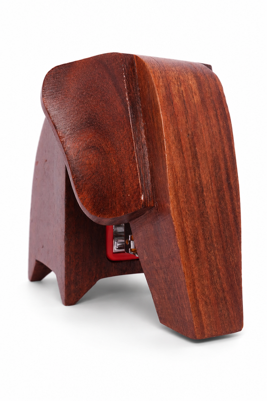 SAAG Mid Elephant Stapler — teak stapler detail
