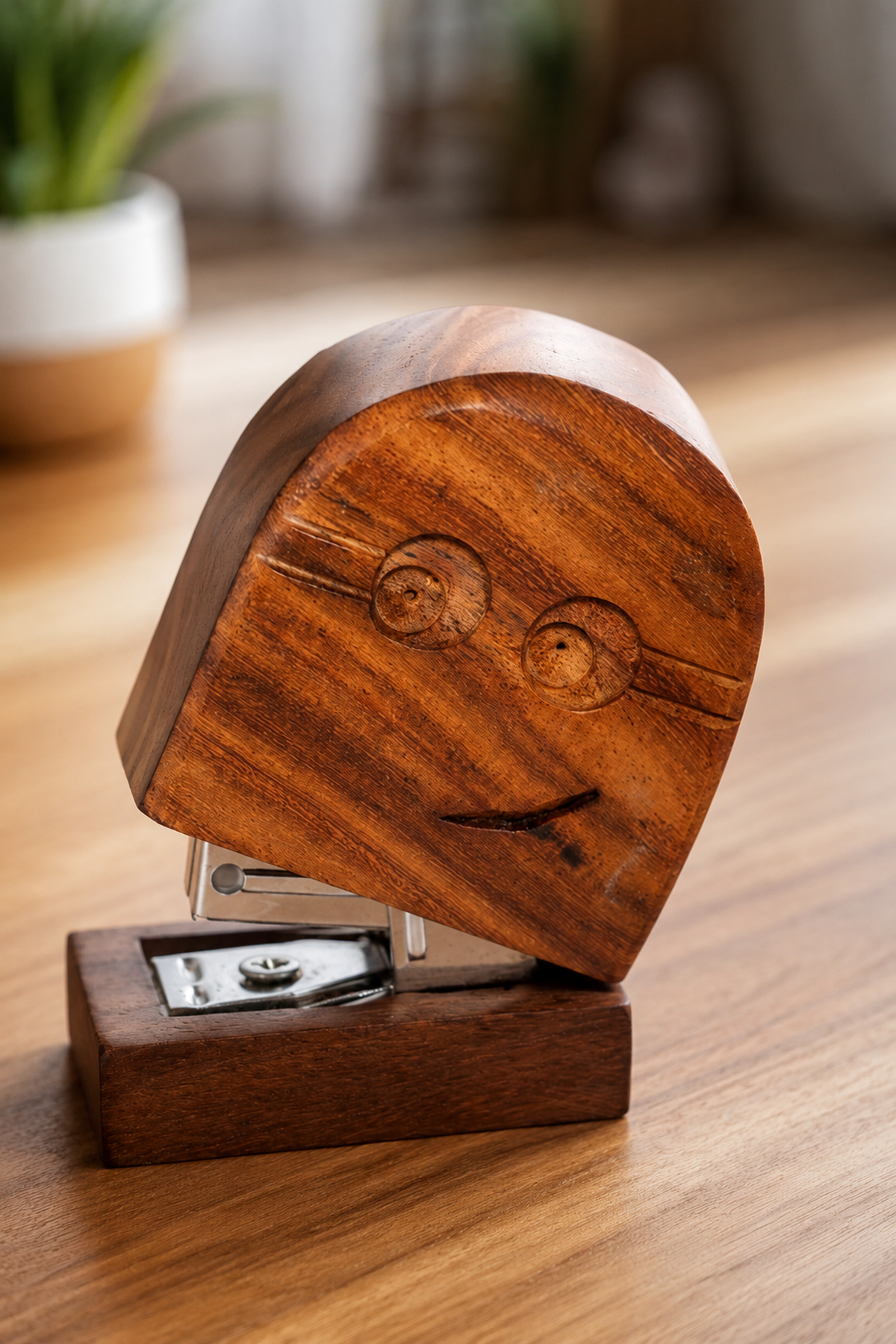 SAAG Stapler Minios — Sagwan teak desk stapler (view 1)