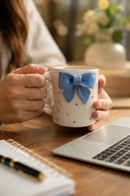 SAAG Bella Bow Mug — premium ceramic mug with delicate bow detail (view 2)