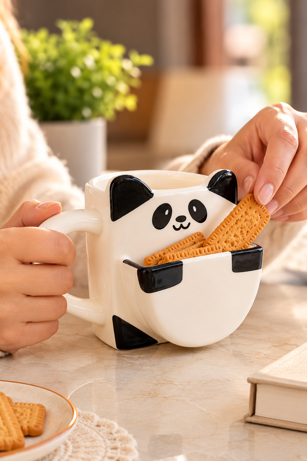 SAAG Panda Hug Mug — premium ceramic coffee mug with panda character design (view 2)