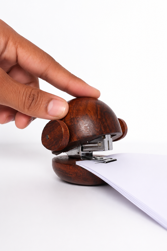 SAAG Dog Stapler — hand-carved Sagwan teak stapler