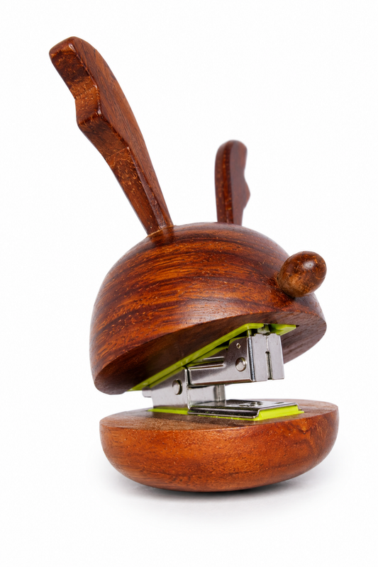 SAAG Reindeer Stapler — hand-carved Sagwan teak stapler