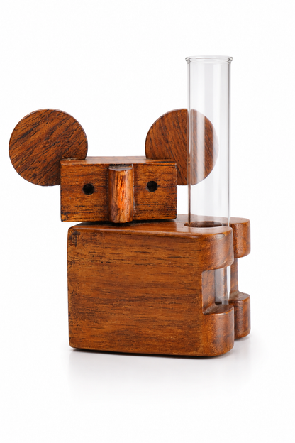 SAAG Koala Test Tube Planter — Sagwan teak desk plant stand