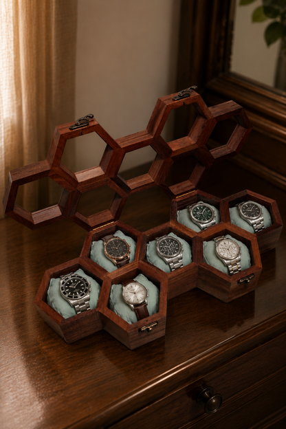 SAAG Watch Box (7) — hexagonal wooden watch display