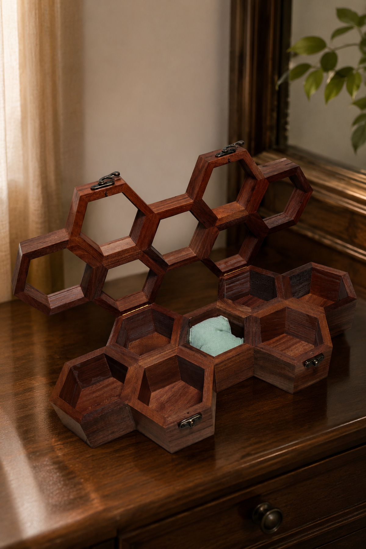 SAAG Watch Box (7) — handcrafted teak watch box detail